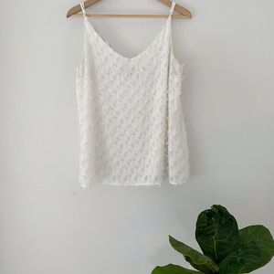 Feathered white cami